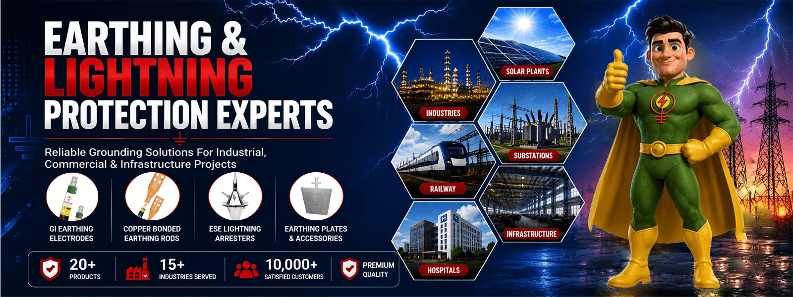 SHREENATH EARTHING PVT LTD Earthing And Lightning Protection Solutions, Gi (Galvanised Iron) Earthing Electrodes, Copper Bonded Earthing Rods, Advance Earth Fill Compound, Gi (Galvanised Iron) Earthing Plates With Pipe And Funnel, Copper Earthing Plates, Frp (Fiber Reinforced Plastic) Round Earthing Pit Covers, Solar Dc (Direct Current) Cables