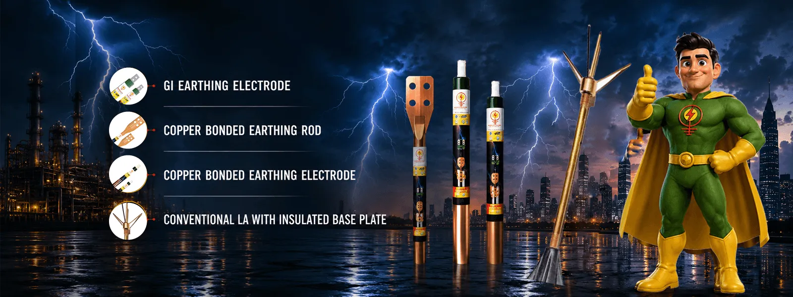 SHREENATH EARTHING PVT LTD Ese (Early Streamer Emission) Lightning Arresters, Gi (Galvanized Iron) Earthing Strips, Copper Strips, Frp (Fiber Reinforced Plastic) Square Earthing Pit Covers, Aluminium Cables.